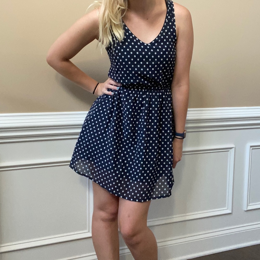 Polka dot tank v neck dress